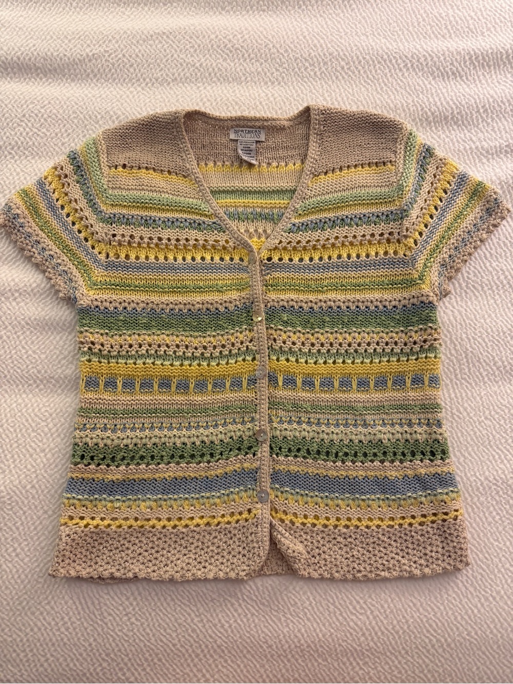 Vintage Northern Traditions Crochet Knit Cardigan L Cottagecore